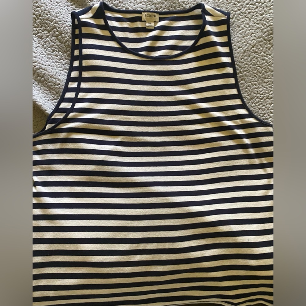 J Crew navy striped sleeveless top